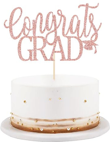 LVEUD Congrats Grad Cake Topper,Congratulations Cake Toppers 2025 Graduation Cake Topper for 2025 Graduation Party Cake Decorations (rose gold)