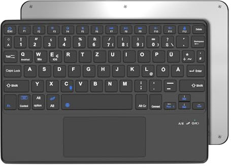 OCCTINGKIND-10 Zoll Kabellose Bluetooth Tastatur mit Touchpad für iPad/Android-Tablets, Deutsches Layout QWERTZ, Magnetische Tastatur, Multi Touch Trackpad, Schwarz