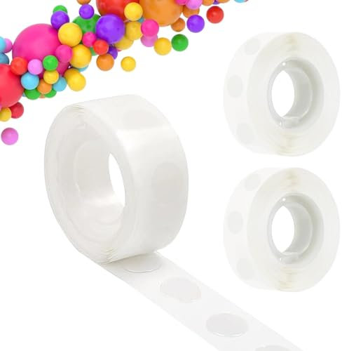 300pcs Balloon Glue Dots Removable Balloon Sticky Spots Extra Strong Glue Dots Double Sided for Birthday Party Wedding Christmas Decorations and DIY Scrapbooking Craft 1.3cm Diameter 3 Rolls