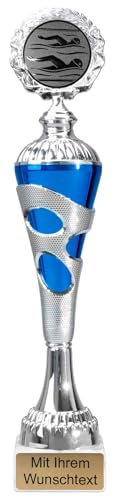 Schwimm-Pokale 6er Serie 54680 Silber-blau mit Deckel 26,5 cm