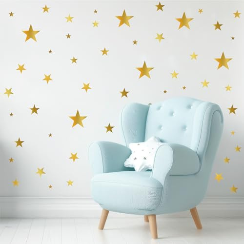 28 Sterne Goldene Stern Wandsticker, Wasserdichte Star Wandsticker Set | 28 Sterne, Wasserdicht, Selbstklebend, Vinyl, Für Spielzimmer Klassenzimmer Wohnzimmer Kinderzimmer
