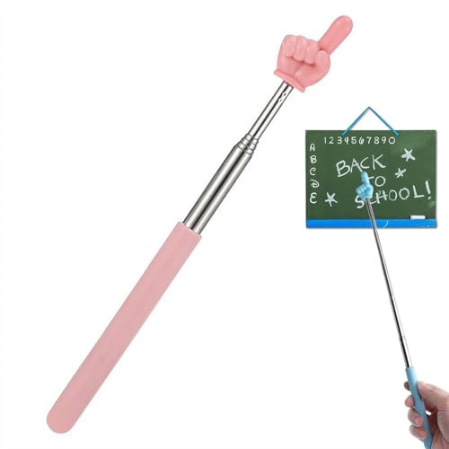Puntero telescópico para profesores, puntero retráctil para el aula y la lectura de los niños, palo de mano extensible, dedo señalador plegable para la escuela y presentación de conferencias (rosa)