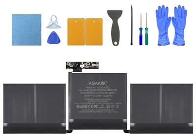 ASMARK Batterie pour MacBook Pro A2159, 13 Pouces, 2019, A1713/A2171 | 11,41 V 5100 mAh 58,19 Wh,Modèle de batterie A1713/A2171, jusqu'à 1000 cycles, kit d'outils avec 2 tournevis et guide