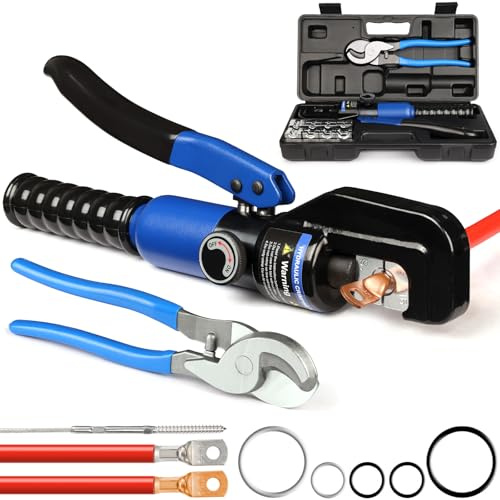 Solsop 10-Ton Hydraulic Crimping Tool, 4-70mm², 9 Dies & Cable Cutter | Battery Cable Crimping Tool for Copper & Aluminium Cable Lugs, Hex Crimping, Hardened Steel, DIY & Professional Use