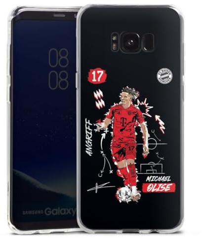 Silikon Hülle kompatibel mit Samsung Galaxy S8 Plus Case transparent Handyhülle FC Bayern München Michael Olise Offizielles Lizenzprodukt
