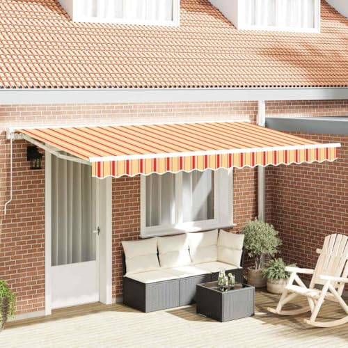 Seitenmarkise Ausziehbar,Einziehbare Markise Bunt gestreift 400x200 cm Stoff für Garten, Balkon, Terrasse, und Pavillon