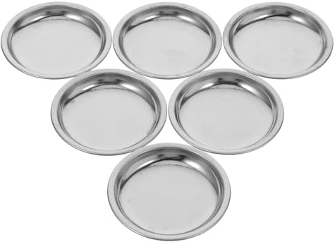 MAGICLULU 6pcs Stainless Steel Tea Bag Tidy Dish round Tea Bag Holder Plates with Drip Tray for Home Kitchen