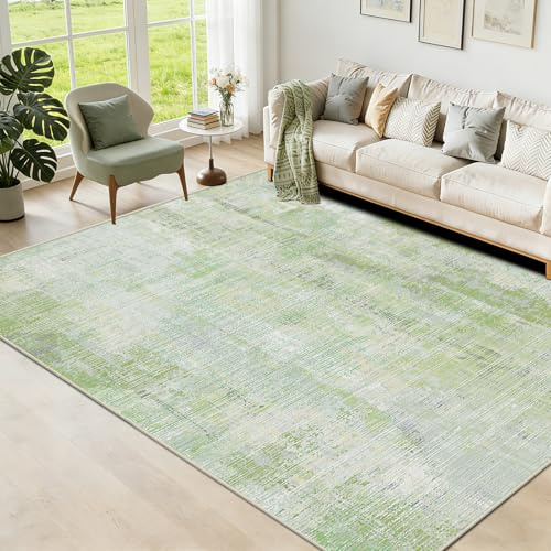 WUTONG Teppich Grün 120x160 cm, Vintage Wohnzimmerteppich Weicher Kurzflor | Waschbarer Teppich Schlafzimmer Rutschfest,Abstrakte Teppiche,OEKO-TEX Weicher Bettvorleger für Kinderzimmer,Jugendzimmer