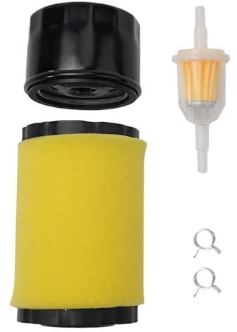 Homeponnew Luftfilter Ölfilter Tune Up Kit für Husqvarna YTA18542 YTA24V48 YTH18542, ersetzt L105 L107 L108 D100 D110 Modelle, 3-teiliges Mäher Wartungsset mit Kraftstofffilter und Klemmen