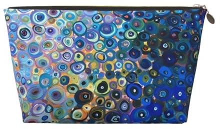 Grande trousse de toilette de voyage en cuir doré - Réutilisable - Peinture colorée - Pochette de rangement portable avec fermeture éclair, doré, Taille unique