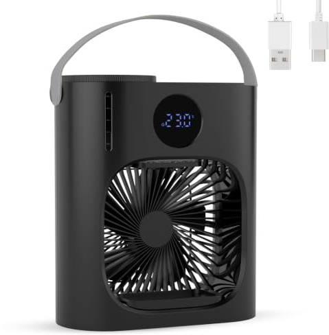 Condizionatore Portatile Silenzioso con 900ml,USB Mini Climatizzatore Evaporativo Ventilatore con 3 Velocità,Raffreddatore D'aria Luci LED & Risparmio EnergeticoIdeale per Spazi Piccoli