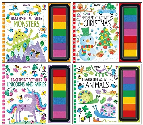 Fingerprint Activities Series 2 Collection 4 Books Set (Monsters, Christmas, Unicorns and Fairies, Animals)