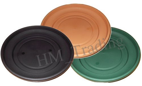 Whitefurze G02082 43cm Venetian Saucer for Round Planter - Black