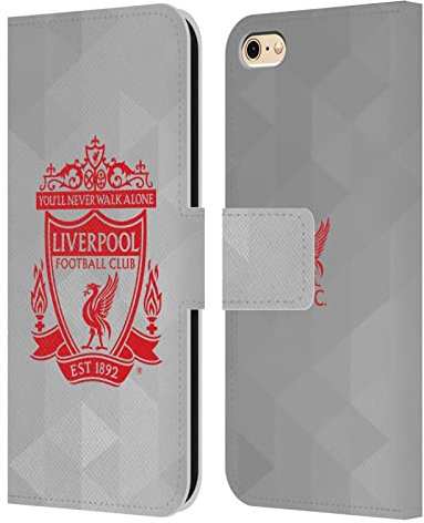 Head Case Designs Officially Licensed Liverpool Football Club White Geometric 2 Crest 1 Leather Wallet Case Compatible With Apple iPhone 6 / iPhone 6s