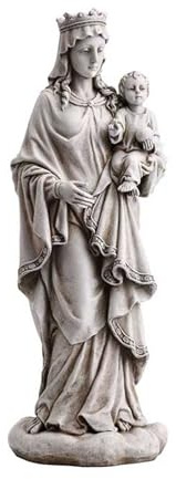 Avalon Gallery Outdoor-Skulptur – Marian Garden Collection Maria Königin des Himmels, Statue, 47 cm hoch, Steinharz