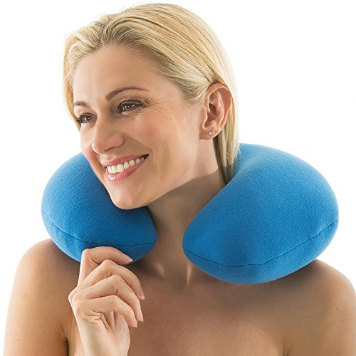 CelinaTex Nuca Nackenhörnchen 32 x 31 cm blau Micropearls Nackenkissen Reise Kissen stützende Funktion