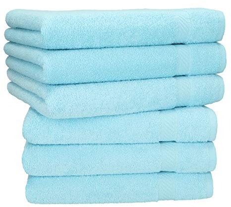 Betz Handtuch 6er Pack Handtücher Set Palermo Größe 50x100 cm 100% Baumwolle - gut trocknend, leichte Qualität - ideal für Sport, Strand, Reisen Farbe türkis