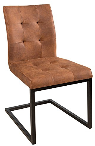invicta INTERIOR riess-Ambiente.de Design Freischwinger Stuhl Oxford Vintage braun Gestell Eisen | eleganter Esszimmerstuhl oder Konferenzstuhl