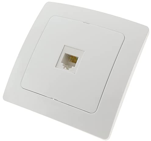 BeMatik - Prise téléphone RJ11 encastrable avec Plaque de Finition 80x80mm série Lille Blanc
