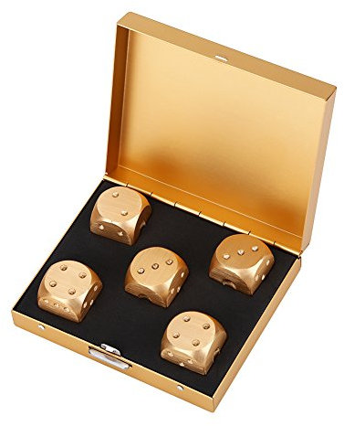 Würfel Box Set mit 5 Stücke, Spielwürfel Tisch Poker Spiel Set Unterhaltung Spielzeug Würfel Weihnachtsfeier Geschenke(Quadrat-Gold)