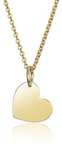 MATERIA Damen Halskette mit Gravur Anhänger Herz Gold 925 Silber vergoldet 42-45cm mit Geschenk-Box #KA-442, Schrifttyp:Ohne Gravur