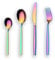 Berglander 24 pièces titane arc-en-couleur plaqué ensemble de couverts, 24 pièces ensemble de coutellerie colorée, service pour 6 (arc-en-ciel brillant)