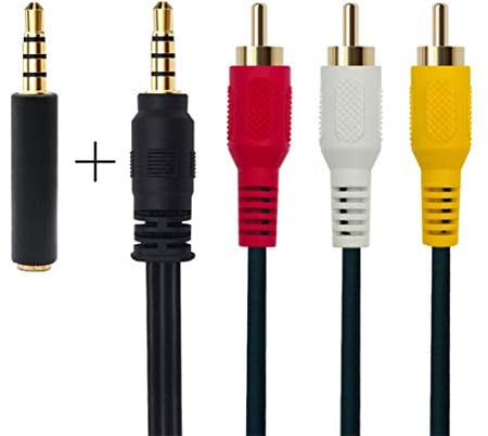 QiCheng&LYS Phono to jack component cable,3.5mm Male to 3RCA Male Stereo Audio Video AUX Cable for Smartphones,MP3, Tablets,Speakers,Home Theater (3.5 Straight TO 3RCA 2.5m)