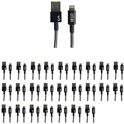Design Letters MyCable (A-Z) Lightning Ladekabel für iPhone | 1m USB Kabel geflochten mit Buchstabe | Persönliches Ladekabel | Geschenk für Männer & Papa | Geburtstagsgeschenk | Vatertagsgeschenk