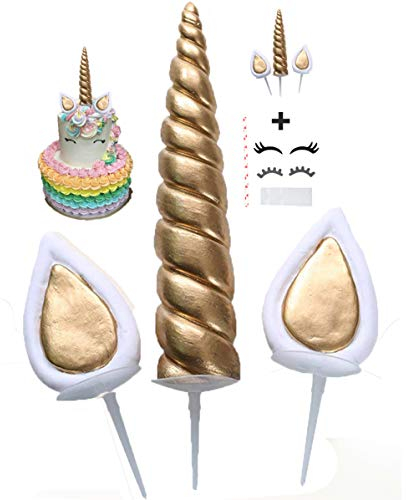 Koshi Einhorn Kuchen Party Dekoration Wert Set für Baby-Dusche und Geburtstagsfeier (Packung mit 5) X-Large Gold