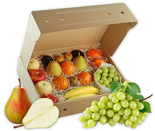 Business-Probier-Obstbox mit frischem Obst für gesunde Ernährung am Arbeitsplatz in umweltbewusster Geschenkbox