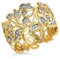 TJC Leaf Ring for Women Size N with Pave Setting for Nature Lover in 14ct Gold Plated 925 Sterling Silver April Birthstone Metal Wt. 3.5 Grams