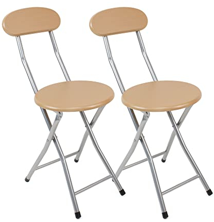La Bolata thesecrethome.es - Set de 2 Taburetes Plegables de Cocina - Silla Plegable de Metal y Madera - Silla Apta para Interior y Exterior - Alto. 74 cm x Diámetro. Ø30 cm