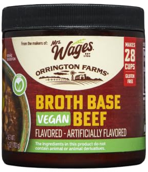 Orrington Farms Vegane Brühe mit Rindfleischgeschmack, bringt Geschmack in Ihre Lieblingssuppen und Eintöpfe, glutenfrei, vegetarisch, einfach zu bedienen, 170 ml Glas