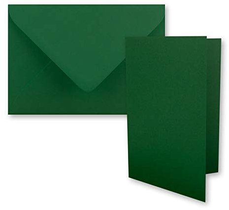 FarbenFroh by GUSTAV NEUSER 50x Faltkarten-Set DIN A7-10,5 x 7,4 cm - mit Umschlägen DIN C7 in Dunkelgrün (Grün) - Kleine Doppelkarten blanko zum Selbstgestalten und Bedrucken