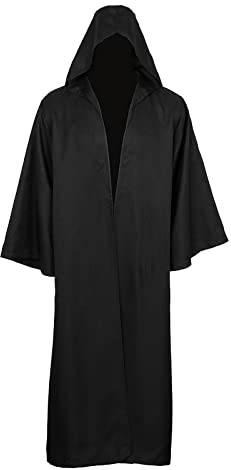 kinstell Jedi Uniform Hooded Robe Knight Suits Black Tunika Uniform Full Halloween Darth Hooded Robe Cloak Cosplay Costume