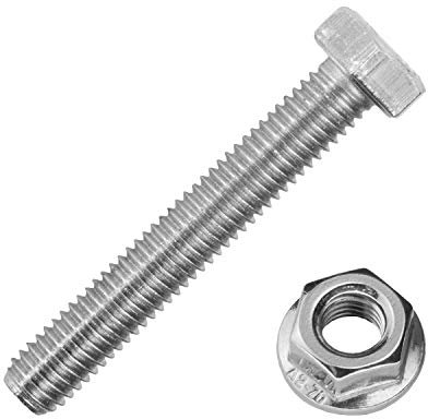 Sechskantschrauben M10x25 mm mit Flanschmuttern M10 aus Edelstahl A2 (5 Stück) | DIN 933 & DIN 6923 - Maschinenschrauben - Sechskantmuttern mit Flansch von MESAROS®