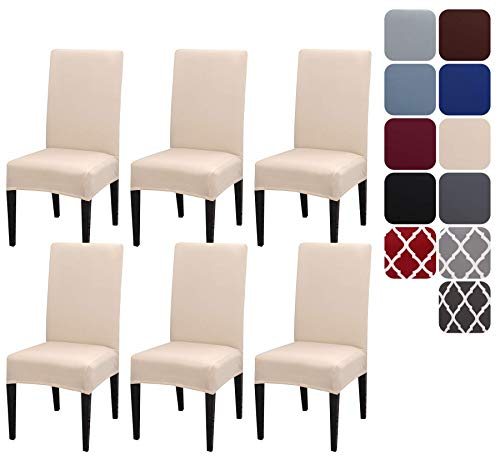 Aisprts Stuhlhussen 6er Set Stretch Stuhlhussen für Esszimmerstühle, Abnehmbarer Waschbarer Stühle Schutz Dekoration Stuhlbezug für Haus, Küche, Hotel, Restaurant, Bankett, Hochzeit, Party