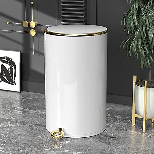 8l - Badezimmer MüLleimer Gold Kosmetikeimer Edelstahl,mit Softclose Eleganter Eimer FüRs Bad Abfalleimer Treteimer Stille Landung füR Bad, KüChe und BüRo,Schwarz (Weiß-8L)
