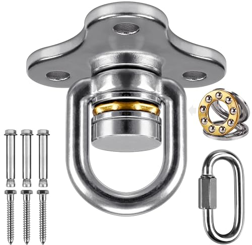 SELEWARE Crochet pivotant à 360° robuste avec mousqueton, balançoire pour intérieur et extérieur pour pneus, soucoupe, balançoire pour aire de jeux, chaise hamac