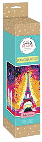 Simply Make Diamond Art Kit - Eiffel Tower - Diamond Painting Kits for Adults, Vibrant Picture Canvas with Accessories, For Home Decor or Wall Hang Accessory, Gem Tool Included - Art & Craft Kit