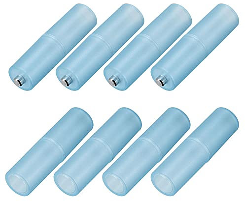 sourcing map AAA to AA Battery Adapter Battery Converter Cases Holder Shell with Metal Contacts on One Bottom Blue 8 Pcs