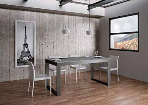 Tisch Tecno Evolution Boden Zement 90x180 gedehnt 90x440 Rahmen Anthrazit