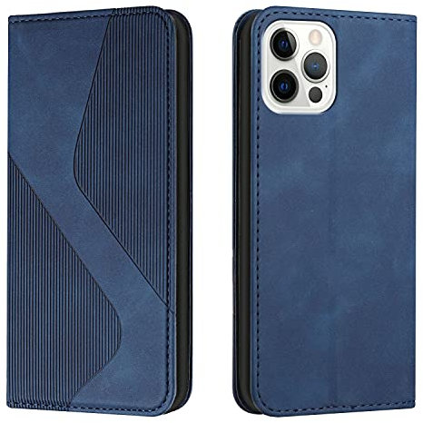 NEXCURIO Custodia a Libro Cover Portafoglio per Apple iPhone 13 Pro Max Book Flip Case in Pelle con Tasca Porta Carte Supporto Antiurto - Blu