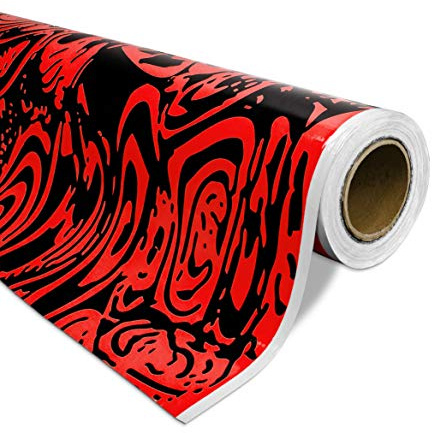 Auto-Dress Erlkönig Auto-Folie mit Luftkanal-Technik für 3D Car-Wrapping - Tarnfolie für Prototypen (50x150cm, Farbe: Schwarz-Rot, Finish: Matt)