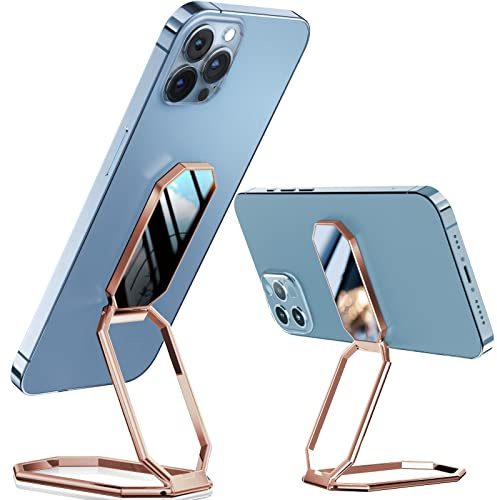A-LuGei 𝗙𝗼𝗹𝗱𝗮𝗯𝗹𝗲 & 𝗔𝗱𝗷𝘂𝘀𝘁𝗮𝗯𝗹𝗲 Phone Kickstand Ring Holder, Magnetic Cell Phone Grips, Phone Stand for Desk, Adhesive Phone Holder for Hand, 360° Rotation Ring for Back of iPhone Case