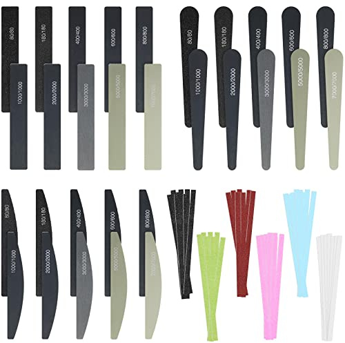 Honoson 60 Pcs Sanding Sticks for Plastic Models Set Include 30 Polishing Sticks and 30 Sanding Twig for Wood Models Assorted Metal Tools Accessory Craft Amateur Beginner