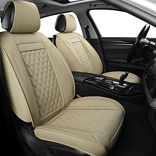 Kunstleder-Autositzbezüge, universell passend für die meisten Pkw, SUV, Limousinen und Lkw, für 5-Personen-Fahrzeuge, vollständiges Set, Beige