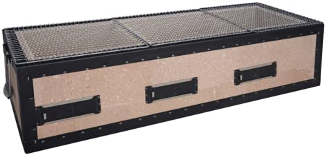 Konro Grill – traditioneller japanischer Holzkohlegrill aus natürlichem Diatomit Sedimentgestein – ideal für Yakitori & Yakiniku – kompakter Tischgrill – handgefertigt in Japan - groß (77x23x20cm)