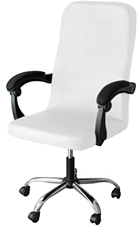 Lukery Bürostuhl Bezug Modern Bürostuhlabdeckung Elastische Drehstuhl Bezug mit Reißverschluss Spandex Waschbare Abnehmbarer Stuhlhussen für Drehstuhl Computer Stuhl (Weiß,S)