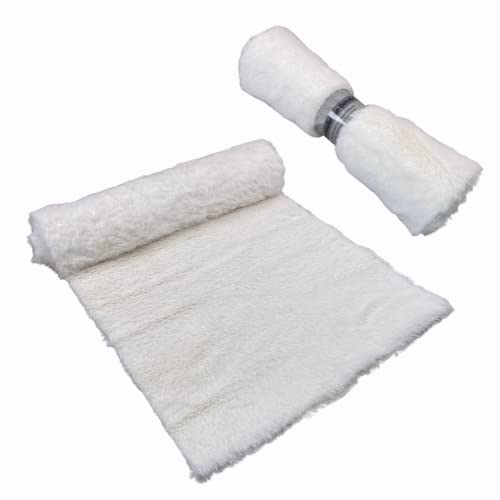 Felloptik Tischband 28 x 200 cm – Flauschiges Dekoband aus Kunstfell für vielseitige Deko-Ideen (Weiß)